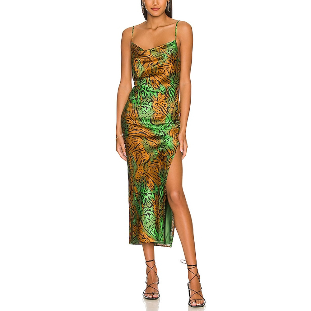 Camila Coelho 'Dezeray' Green Satin Slip Maxi Dress Size XS